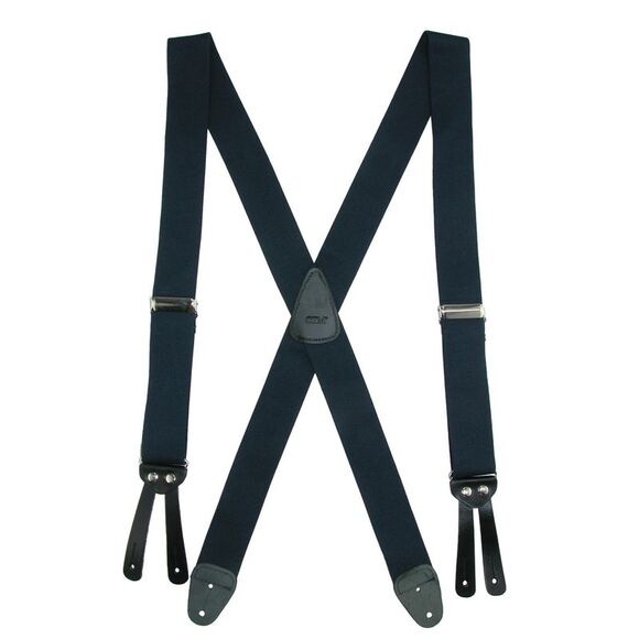 CTM Men's Elastic Basic X-Back Button-End Suspenders - Picture 1 of 3